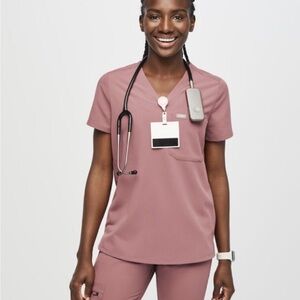 FIGS, Mauve V-Neck Scrub Top.